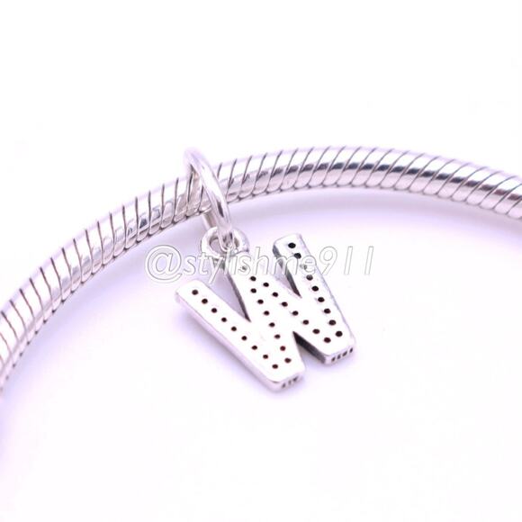 Authentic PANDORA Letter W Dangle with Zirconia - Picture 4 of 9